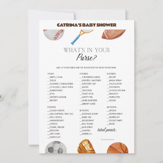 Invitation All Stars Sports Baby shower - Nom modifiable, 5x7 (Devant)