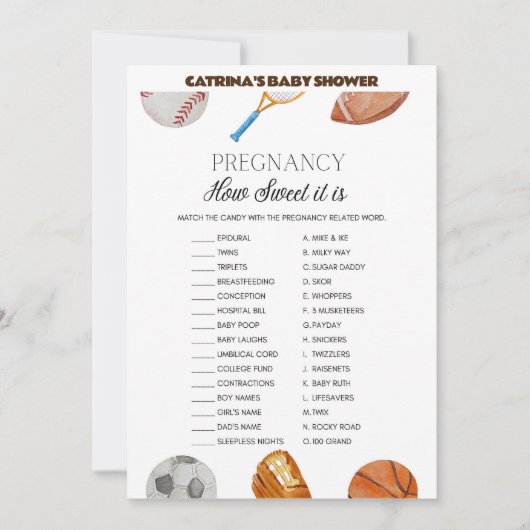 Invitation All Stars Sports Baby shower - Nom modifiable, 5x7 (Devant)