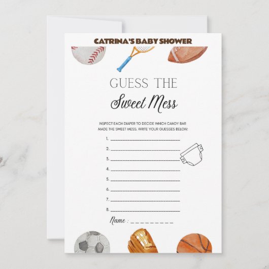 Invitation All Stars Sports Baby shower - Nom modifiable, 5x7 (Devant)