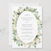 Invitation All White Hydrangeas Roses Floral Frame Wedding (Devant)