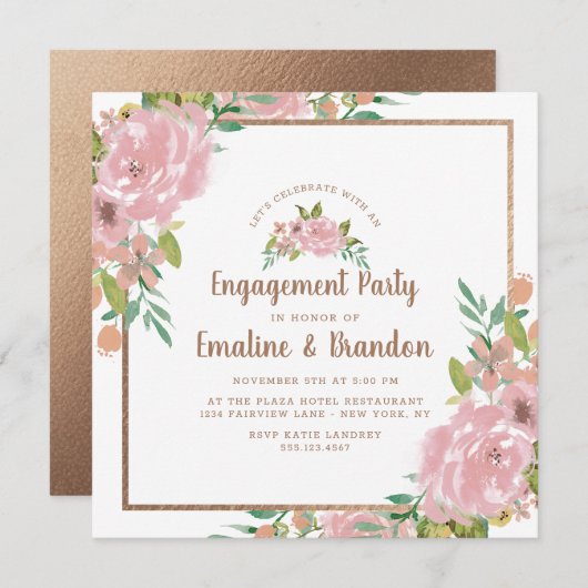 Invitation Allant Rose Vintage Dusty Pink (Devant / Derrière)