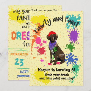 Invitation Allemand Short Haired Pointer Art Anniversaire Inv