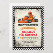 Invitation Aller à l'invitation de la fête du kart (Devant / Derrière)