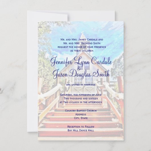 Invitation Aller à l'Mariage campagnard de chapelle Invitatio (Dos)