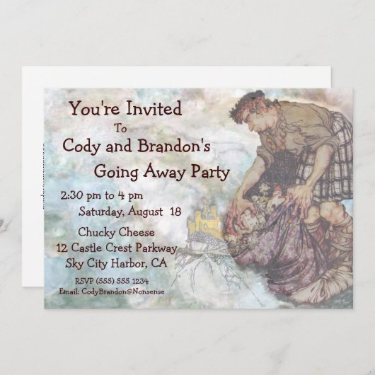 Invitation Aller loin paquets de géant de conte de fées (Devant / Derrière)