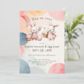 Invitation Allez, brunch de Pâques lapin et chasse aux oeufs (Debout devant)