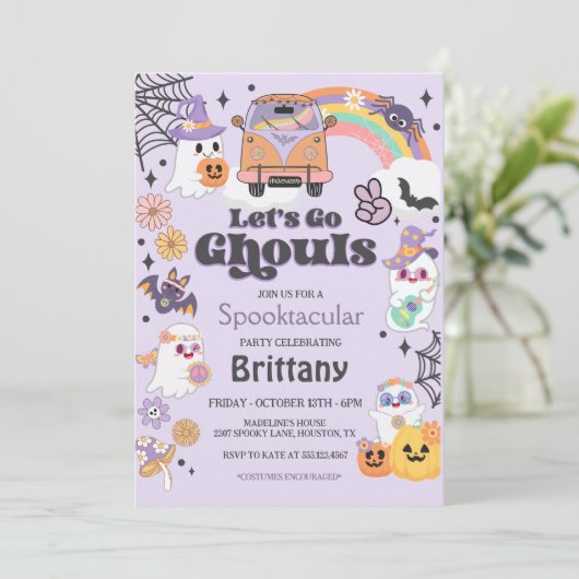 Invitation Allez Ghouls Hippie Halloween Party (Debout devant)