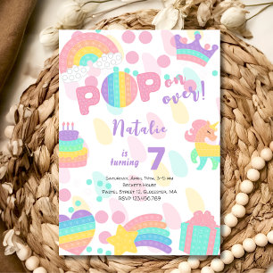 Invitation Allez-y ! Pastel pop it anniversaire enfant
