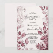 Invitation Alliance de feuilles rouges modernes (Devant / Derrière)