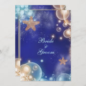 Invitation Alliance de mariage en ivoire bleu #2 (Devant / Derrière)