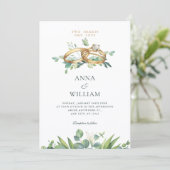 Invitation Alliance de mariage minimaliste feuilles vertes (Debout devant)
