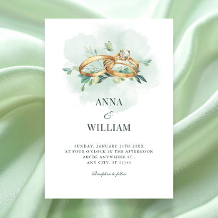 Invitation Alliance de mariage verte minimaliste