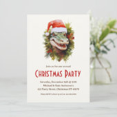 Invitation Alligator a Santa Hat Poinsettias Noël (Debout devant)