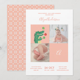 Invitation Alligator ・ Alphabet Monogramme Baby shower mignon