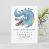 Invitation Alligator Anniversaire Bleu (Debout devant)