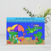 Invitation Alligator Beach Party natation Anniversaire Invita (Debout devant)