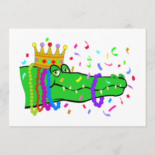 Invitation Alligator Beads Mardi Gras