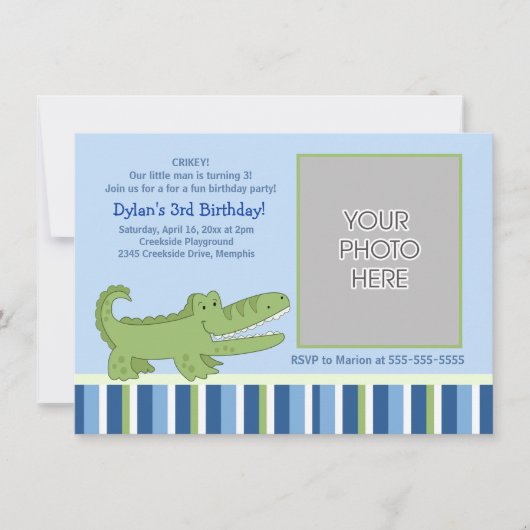 Invitation Alligator Boys Anniversaire (Devant)