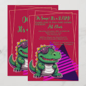 Invitation Alligator Cool Kawaii Retro Vibe (Devant / Derrière)
