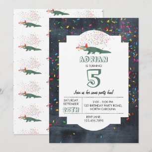 Invitation Alligator Crocodile - Animaux Fête d'anniversaire