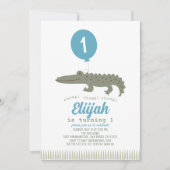Invitation Alligator Crocodile Balloon Boy Le 1er anniversair (Devant)