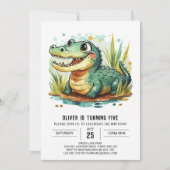 Invitation Alligator Crocodile moderne Anniversaire (Devant)