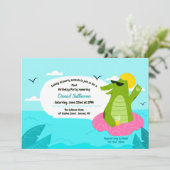 Invitation Alligator de natation Fête d'anniversaire (Debout devant)