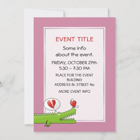 Invitation Alligator en amour (Dos)