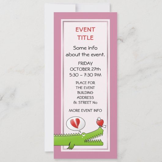 Invitation Alligator en amour (Dos)