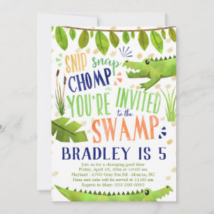 Invitation Alligator ou Crocodile Anniversaire Fête Invitatio
