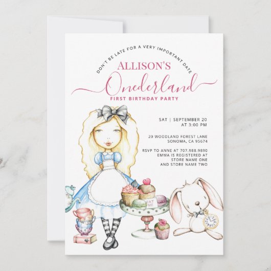 Invitation Allison's Onederland Tea Party 1er anniversaire fi (Devant)