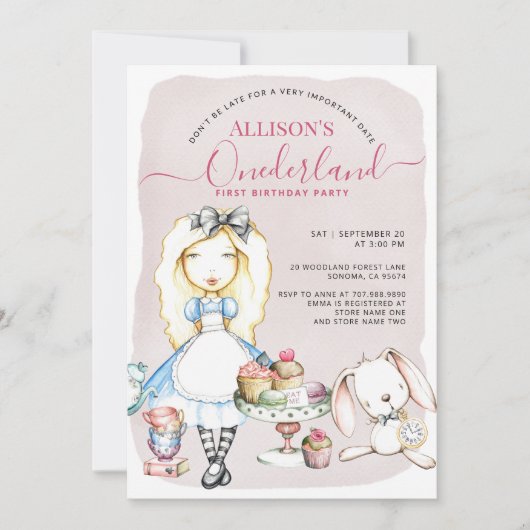 Invitation Allison's Onederland Tea Party 1er anniversaire fi (Devant)