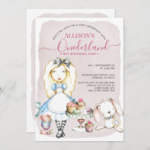 Invitation Allison's Onederland Tea Party 1er anniversaire fi (Devant / Derrière)