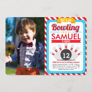 Invitation Allons à Bowling Anniversaire Fête Photo Invitatio