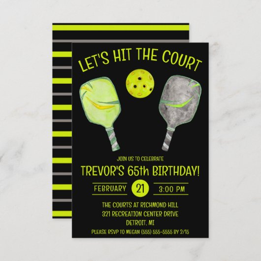 Invitation Allons à la Cour ! Fête d'anniversaire de Pickleba (Devant / Derrière)