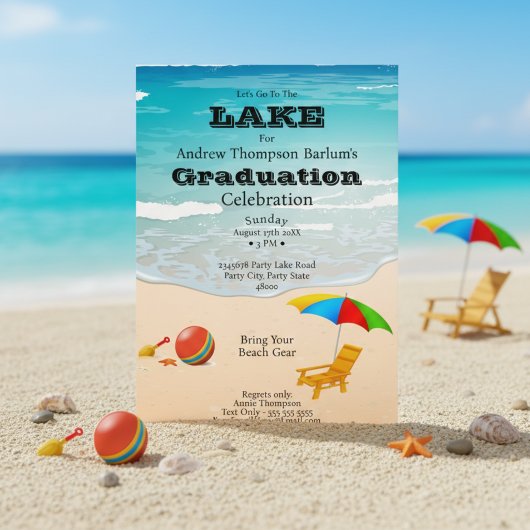 Invitation Allons À La Graduation De Lake Beach