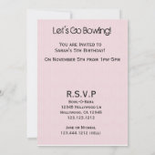 Invitation Allons au Bowling, fête d'anniversaire (Dos)