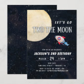 Invitation Allons au deuxième anniversaire de la Lune (Devant / Derrière)
