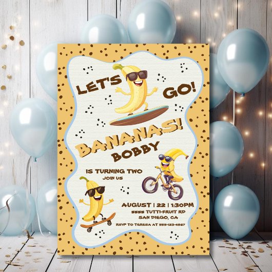 Invitation Allons faire bananes Sporty Funny Anniversaire fêt