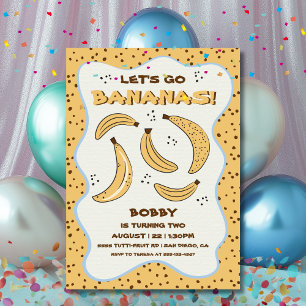 Invitation Allons faire bananes Whimsical Fun Birthday Party