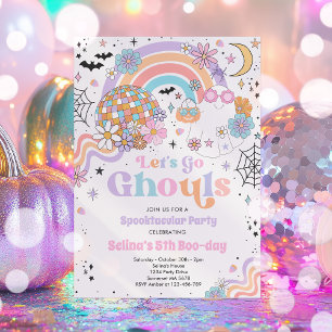 Invitation Allons Gouls Halloween mignon Fantôme rose