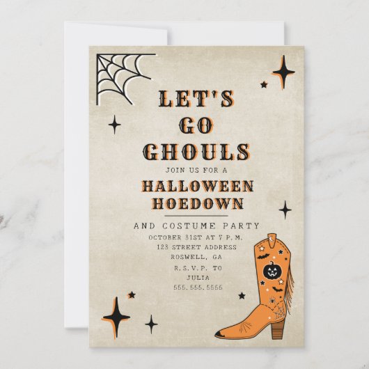 Invitation Allons Gouls Halloween Party Cowboy Boot (Devant)