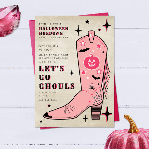 Invitation Allons Gouls Halloween Party Pink Cowgirl Boot
