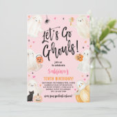 Invitation Allons Gouls Pink Halloween Fille fête d'anniversa (Debout devant)