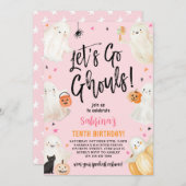 Invitation Allons Gouls Pink Halloween Fille fête d'anniversa (Devant / Derrière)