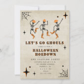 Invitation Allons Gouls Skeleton bottes fête d'Halloween (Devant)
