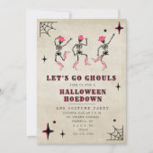 Invitation Allons Gouls Skeleton Pink Halloween Party (Devant)