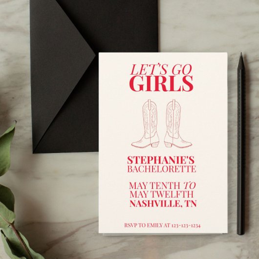 Invitation Allons les filles bachelorette