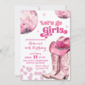 Invitation Allons les filles Pink Space Disco Cowgirl Anniver (Devant)