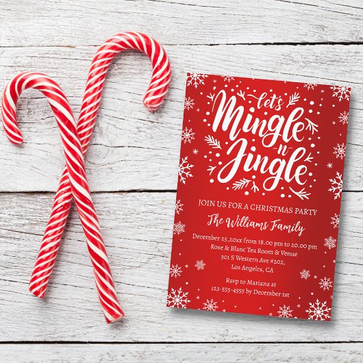 Invitation Allons nous mélanger et tinter fête de noël rouge